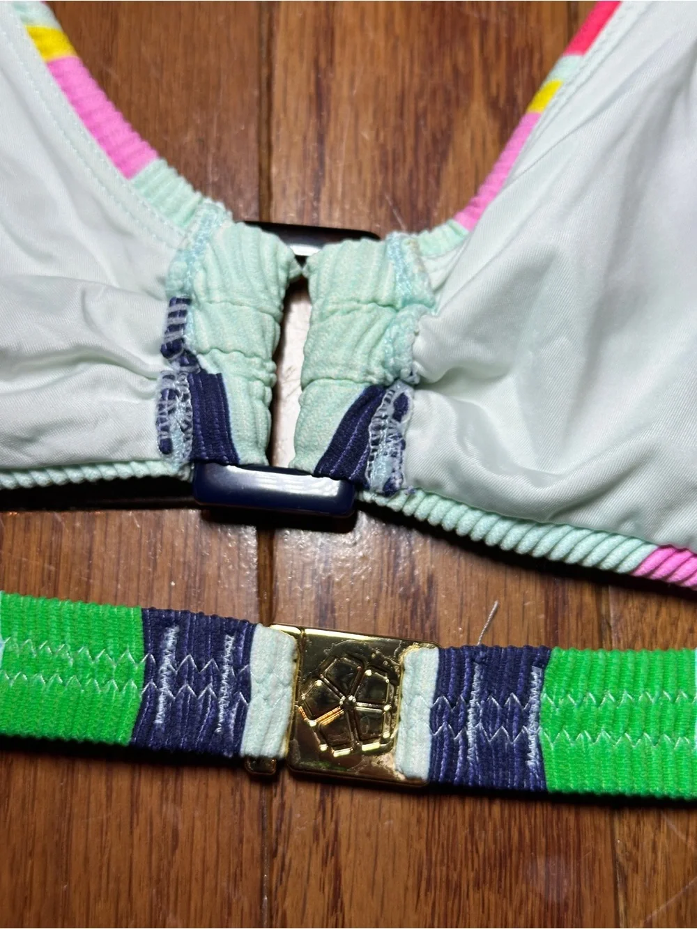 EUC Trina Turk Multicolor Ribbed Halter Bikini Top - 6